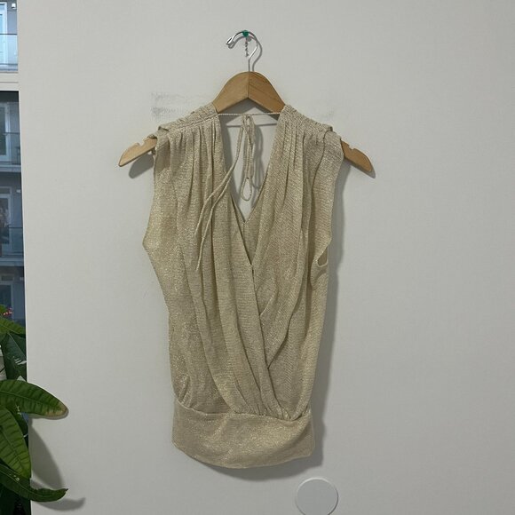 Alice + Olivia Gold Sparkle Knit Tank Blouse Size XS - Picture 5 of 8